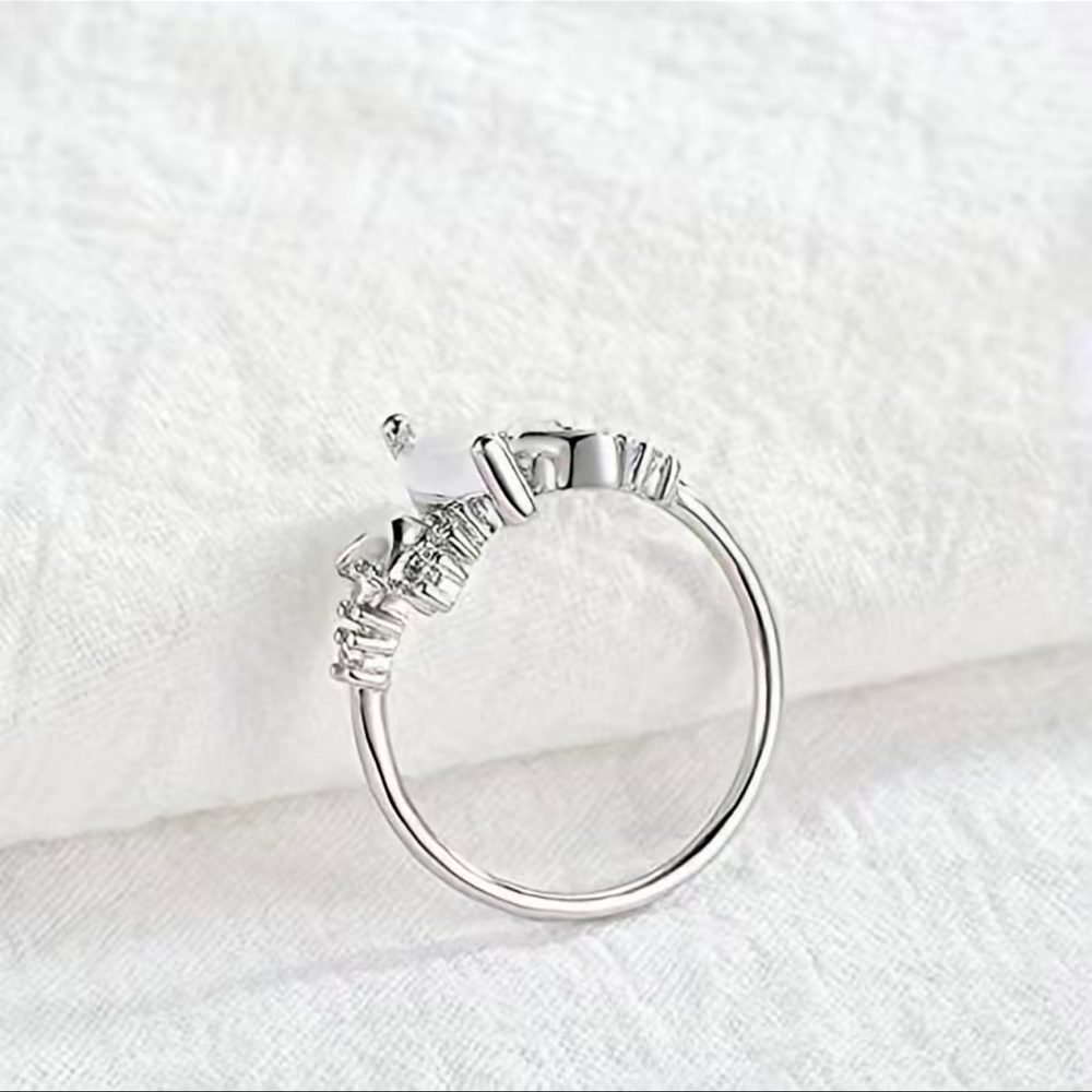 New Sterling Silver Handmade Moonstone White Sapphire Celestial Moon Star Ring - Picture 7 of 16
